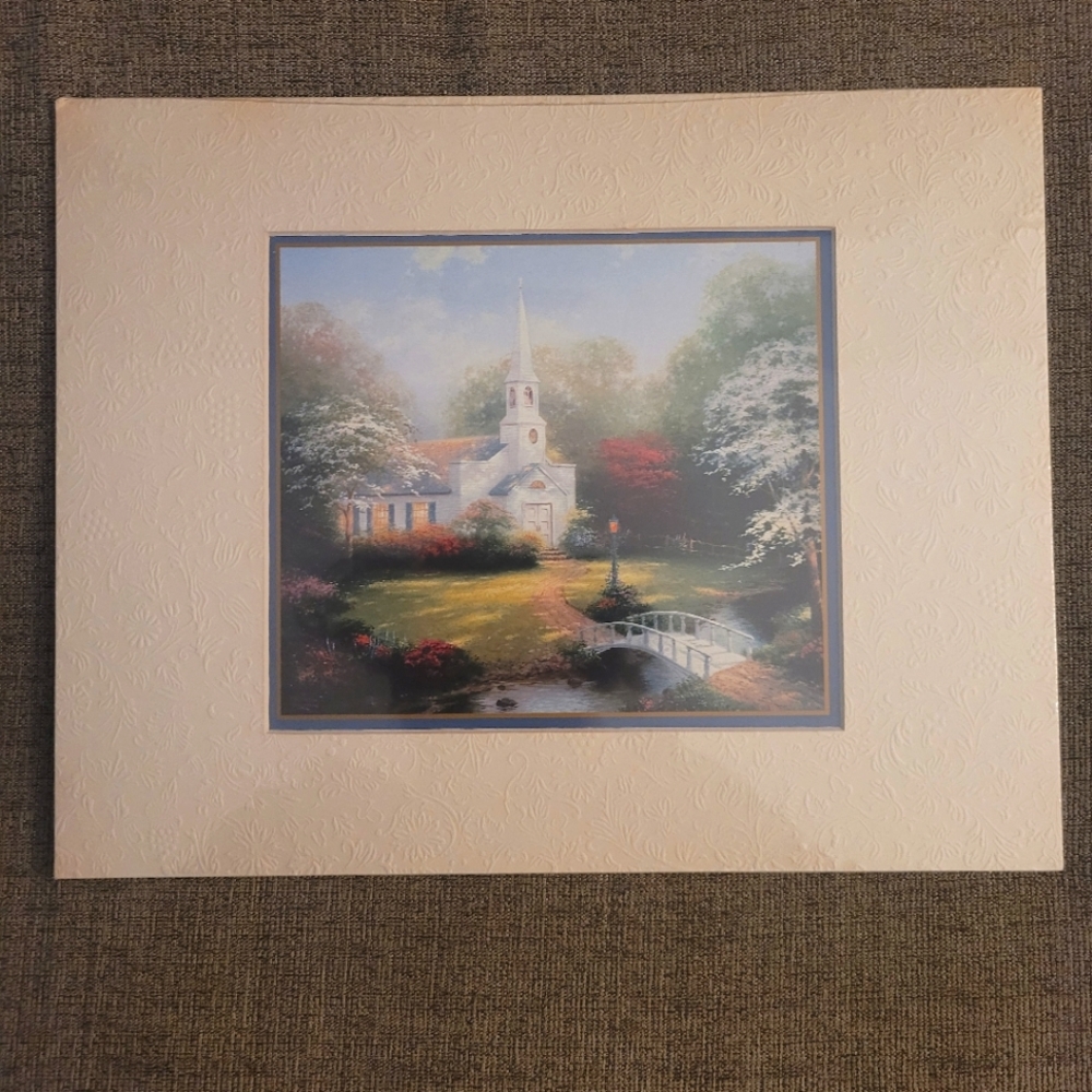Thomas Kinkade Hometown Chapel Matted Collector's Print